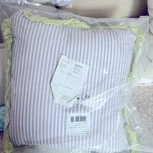 Anthropologie pillow! Striped lavender with ruffles!! NWT :)